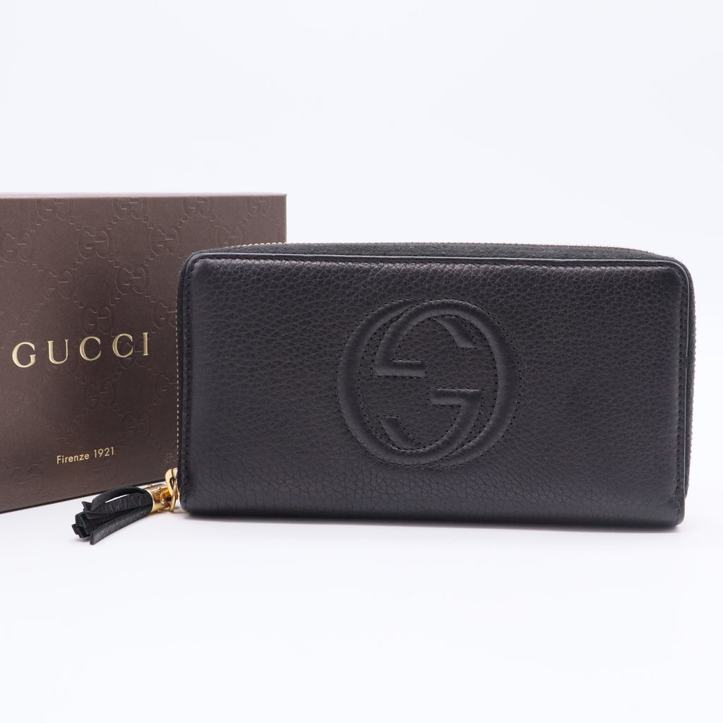 Black Leather Soho Zip Around Organizer Wallet GISEL