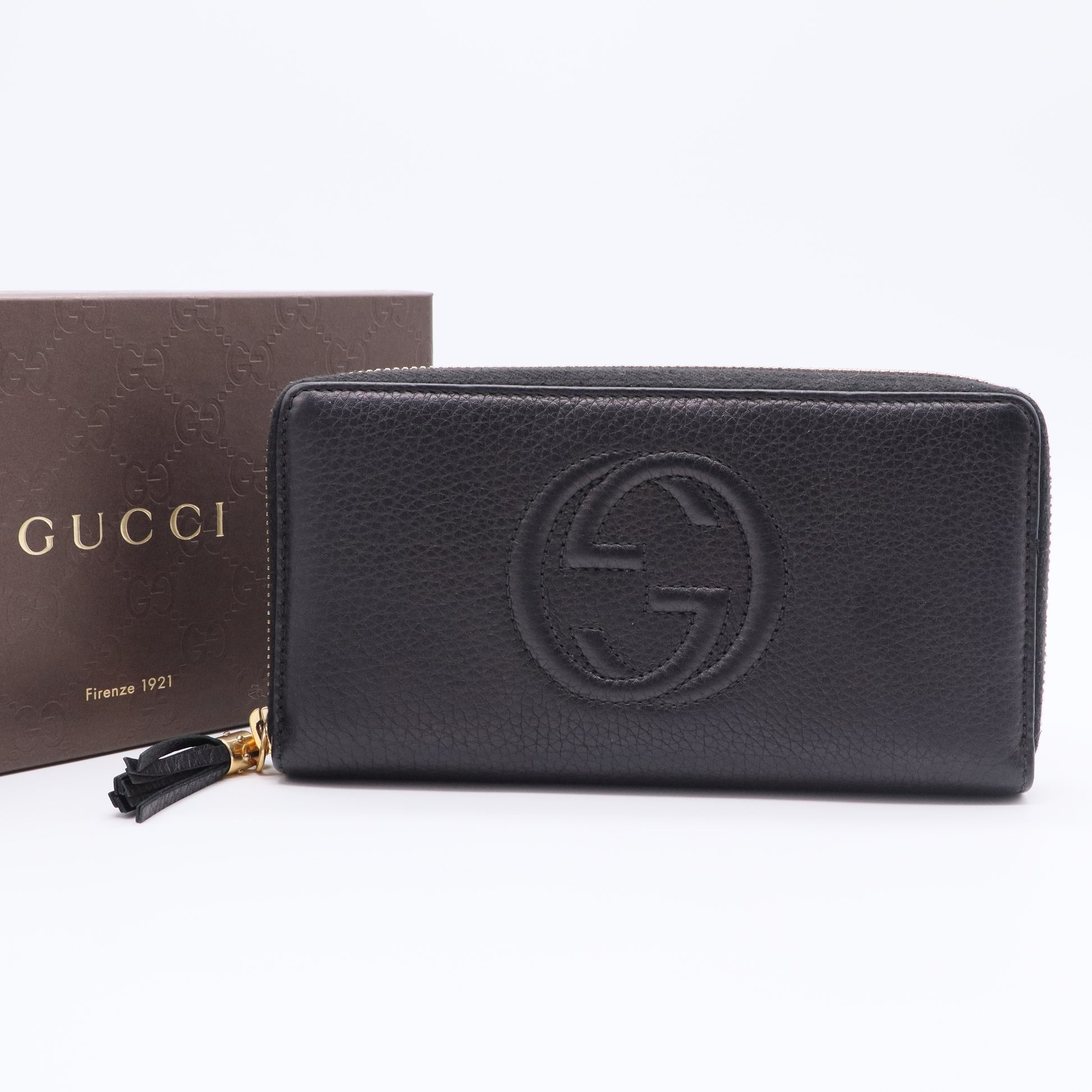 Black Leather Soho Zip Around Organizer Wallet GISEL