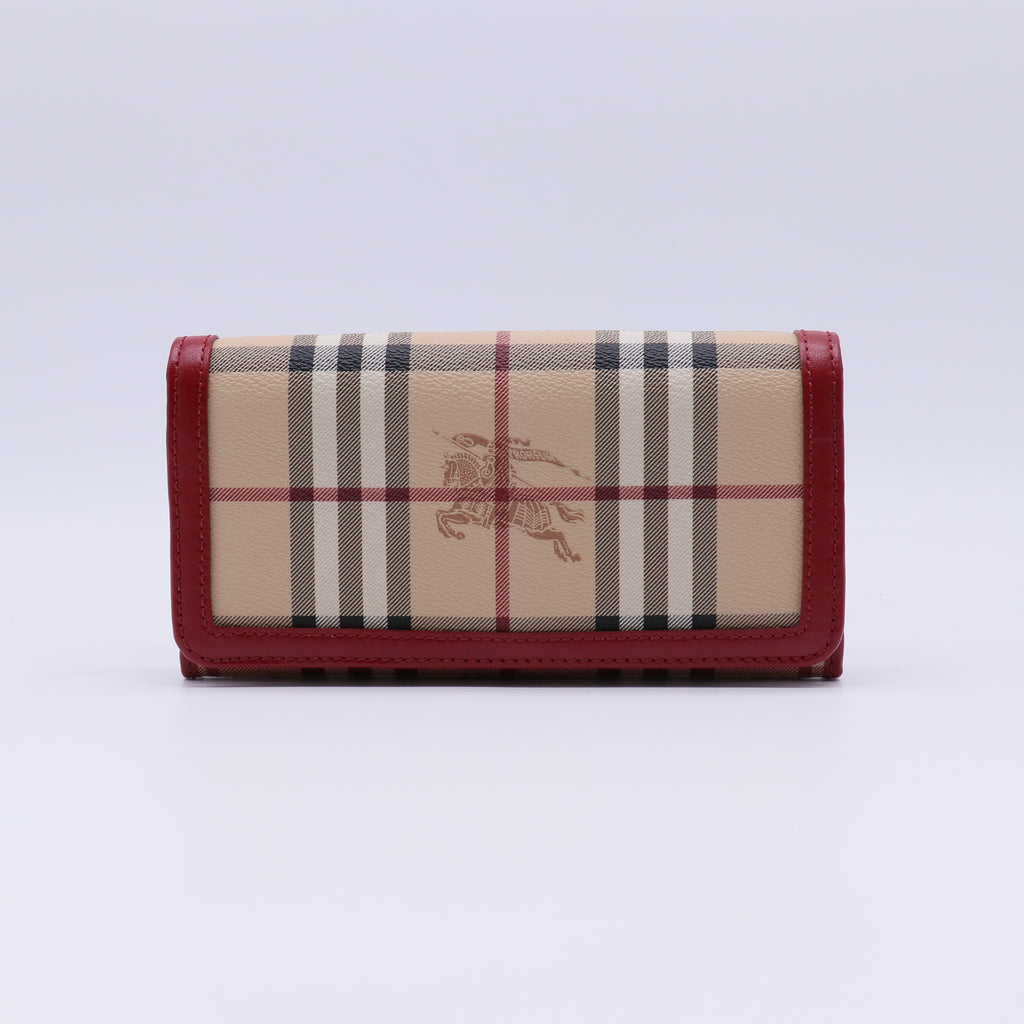 Burberry Haymarket Check Leather Continental Flap Wallet W21423