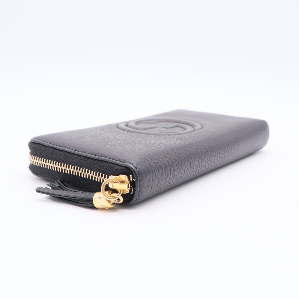 Black Leather Soho Zip Around Organizer Wallet GISEL
