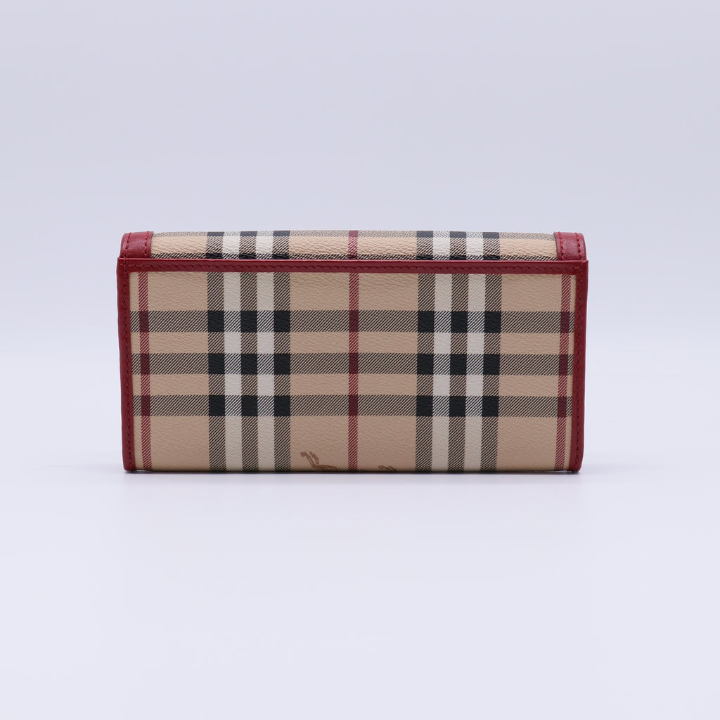 Burberry Haymarket Check Leather Continental Flap Wallet W21423