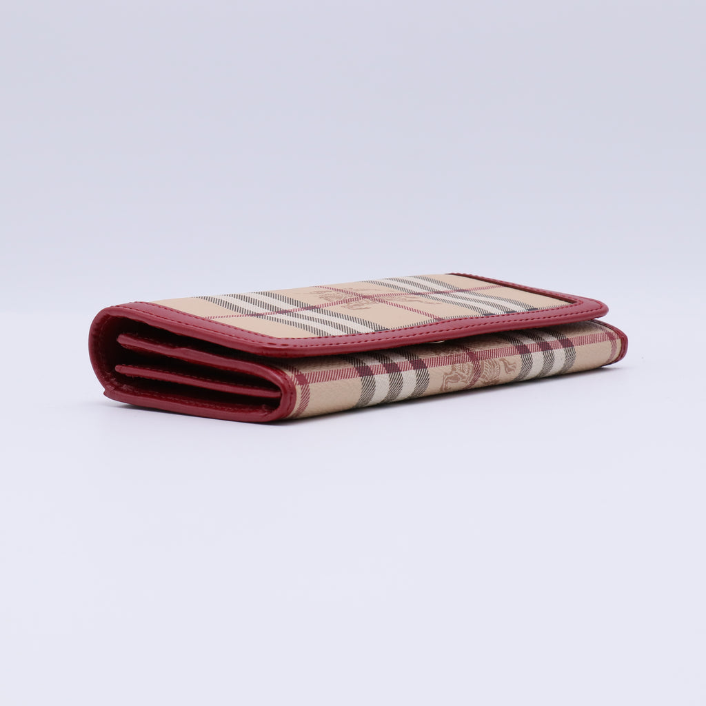 Burberry Haymarket Check Leather Continental Flap Wallet W21423
