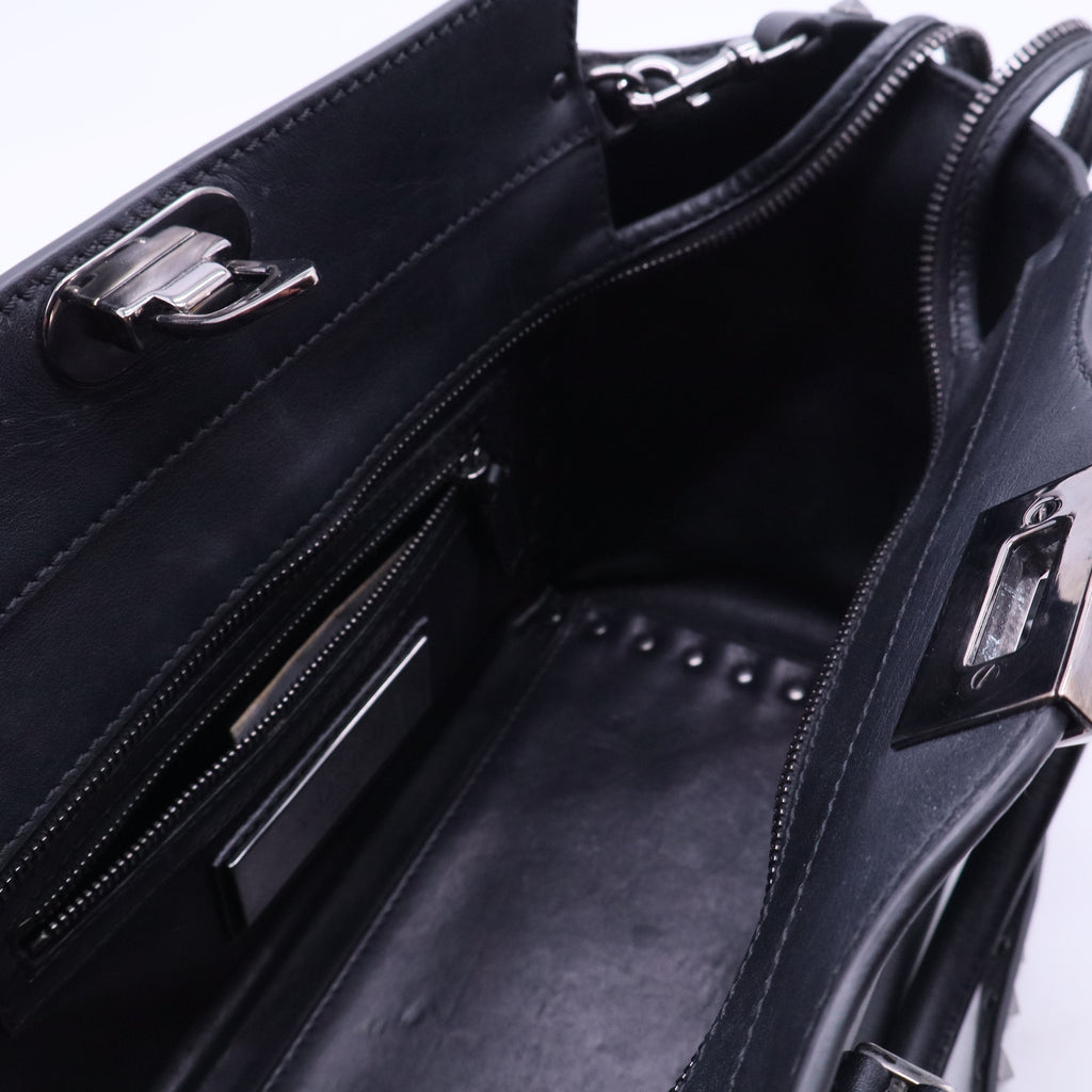 Black Leather Mini Rockstud Trapeze Tote B12321