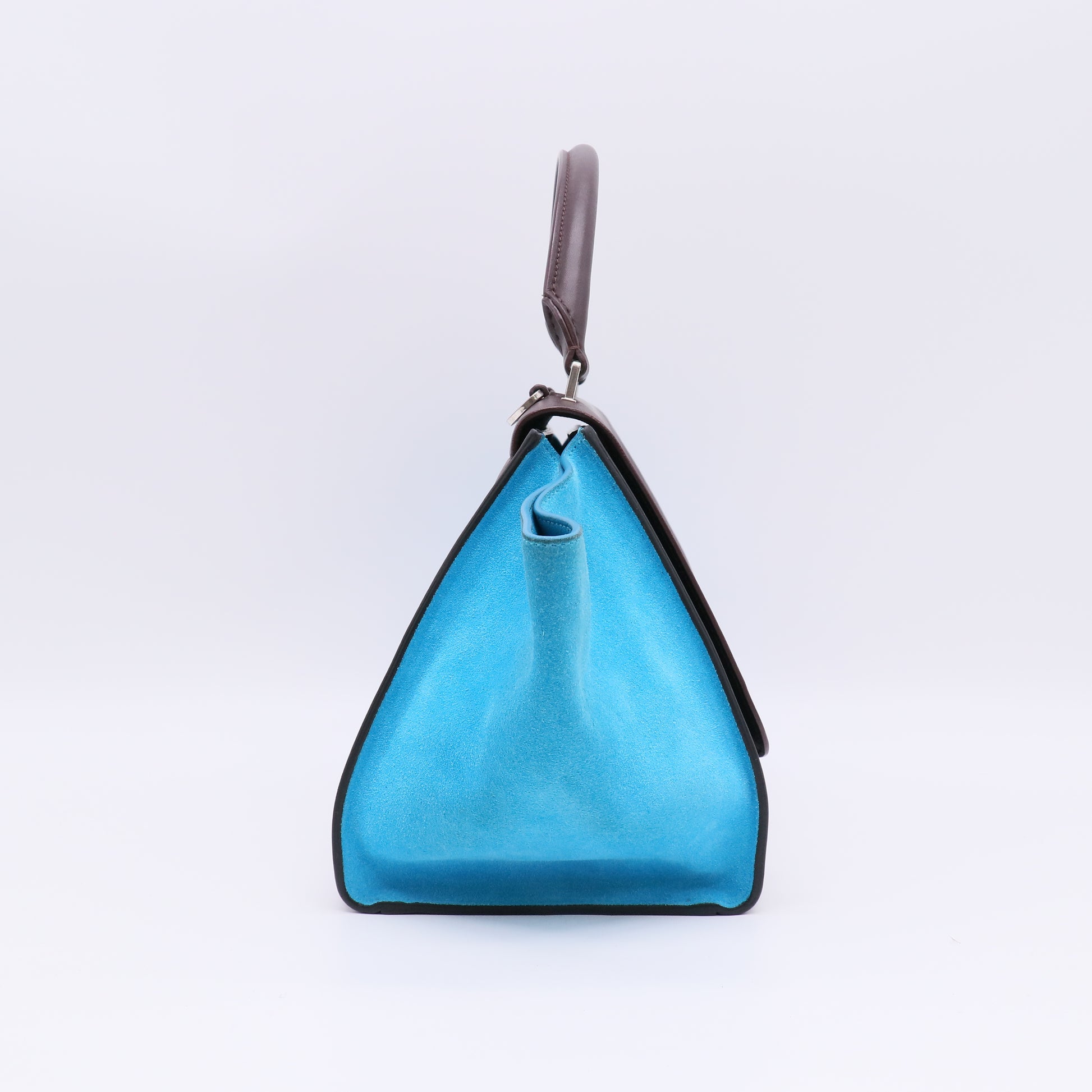 Tricolor Leather and Suede Medium Trapeze Bag B23089