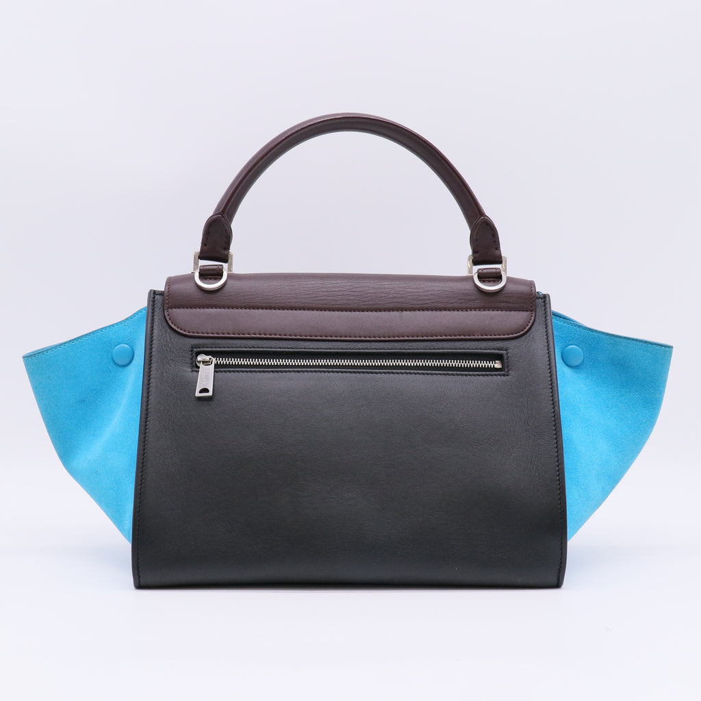 Tricolor Leather and Suede Medium Trapeze Bag B23089