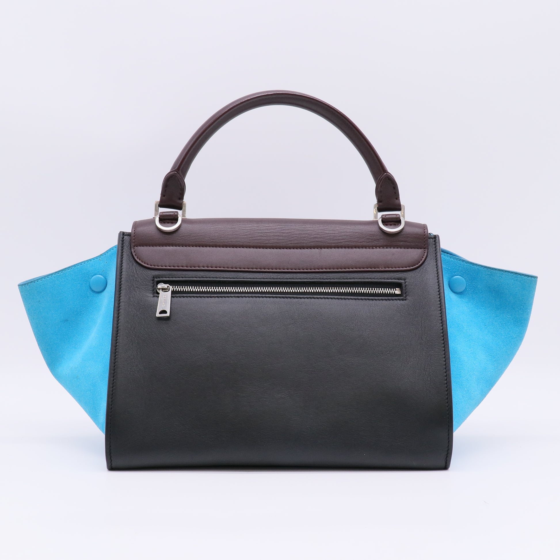 Tricolor Leather and Suede Medium Trapeze Bag B23089