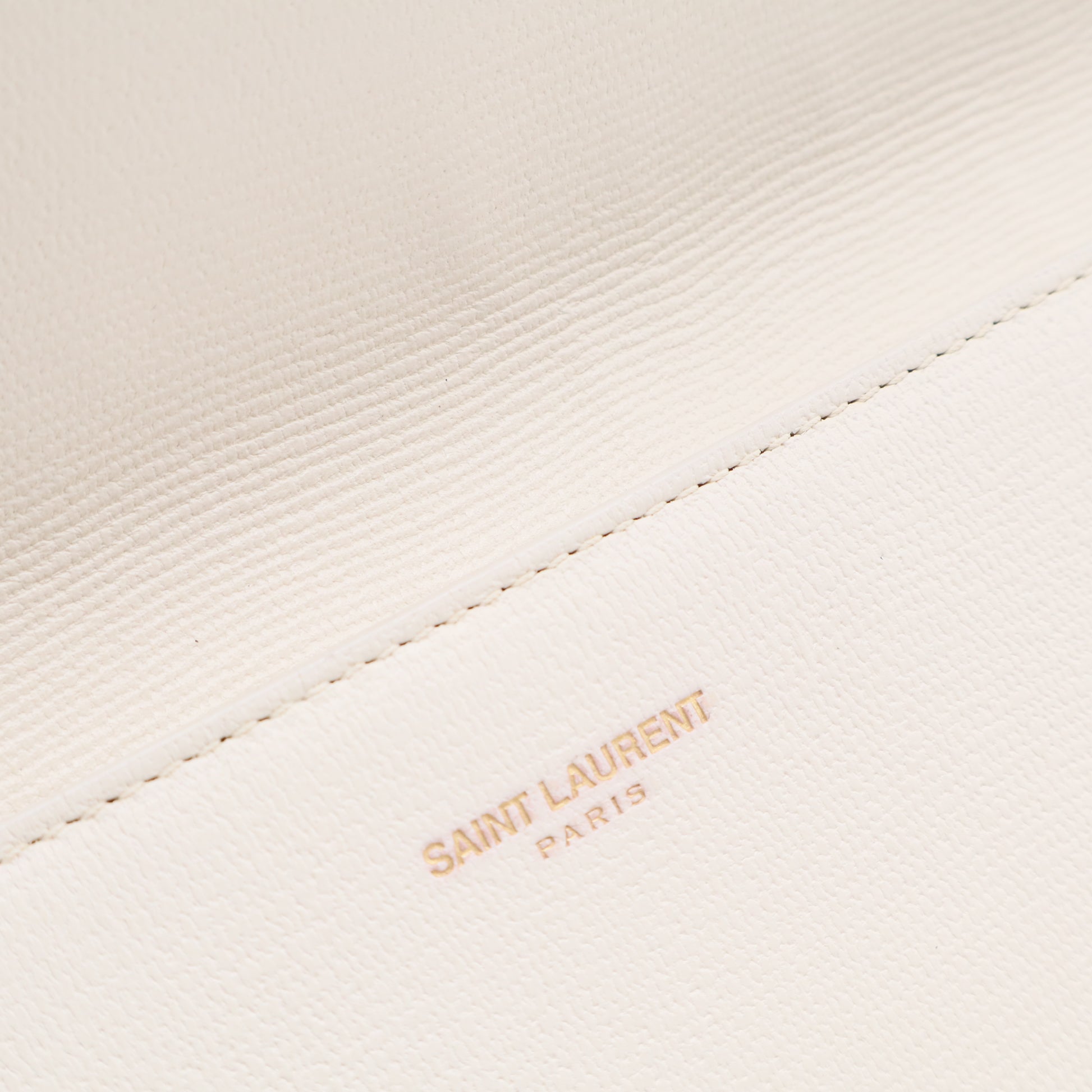 Textured Calfskin Classic Y Ligne Clutch White