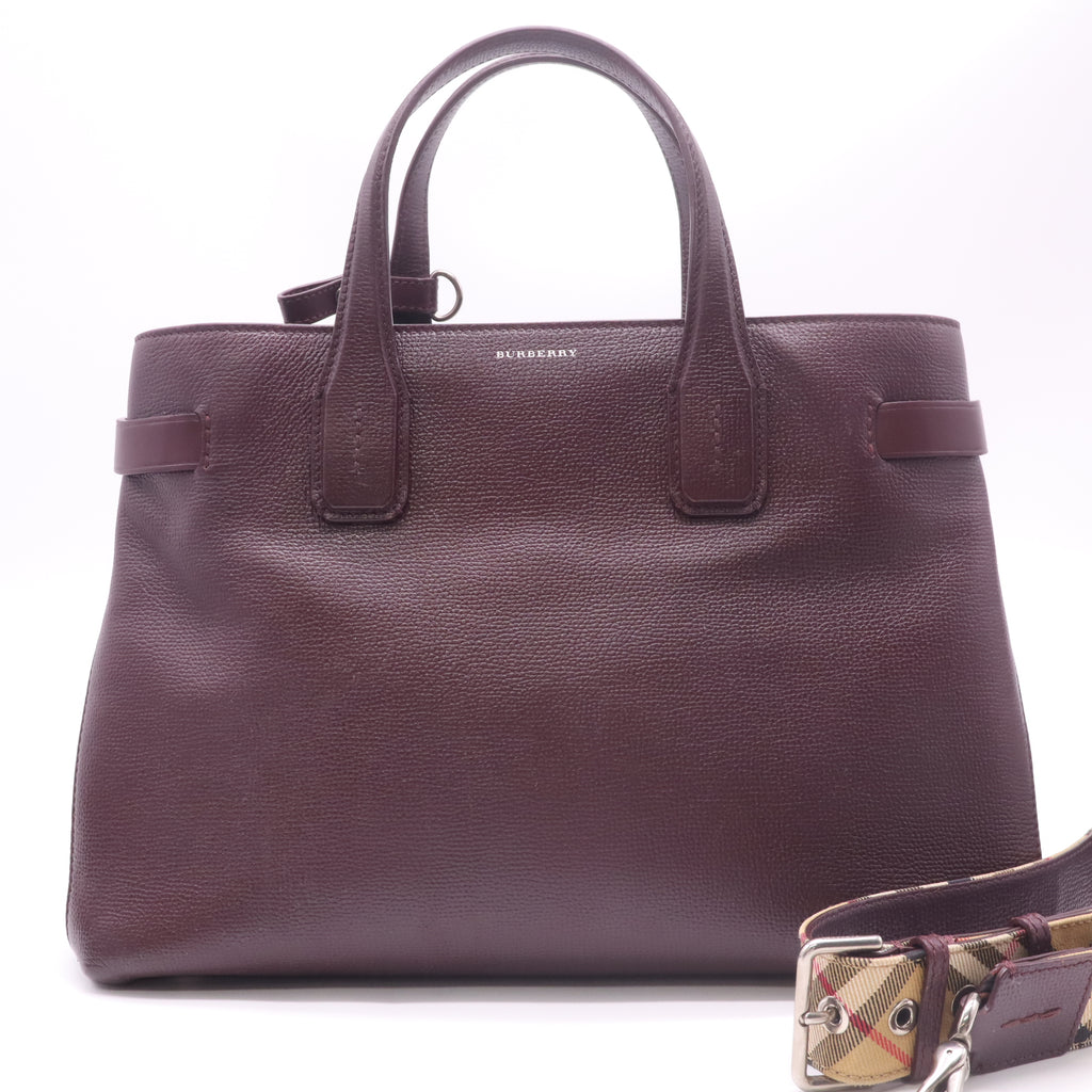 Burberry Burgundy Leather Medium Banner Tote B23094