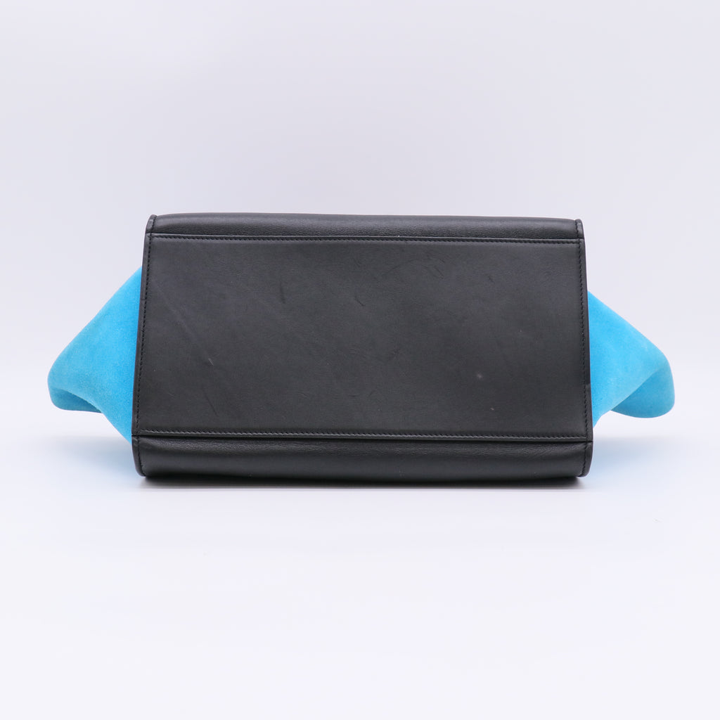 Tricolor Leather and Suede Medium Trapeze Bag B23089