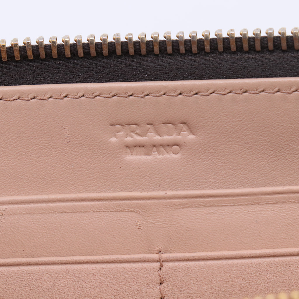 Prada Vitello Grain Zip Around Wallet W21281