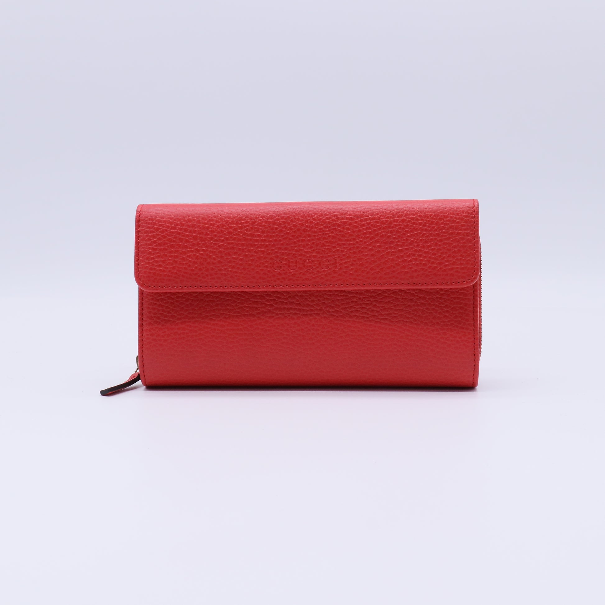 Gucci Grained Leather Interlocking G Continental Flap Wallet W21422