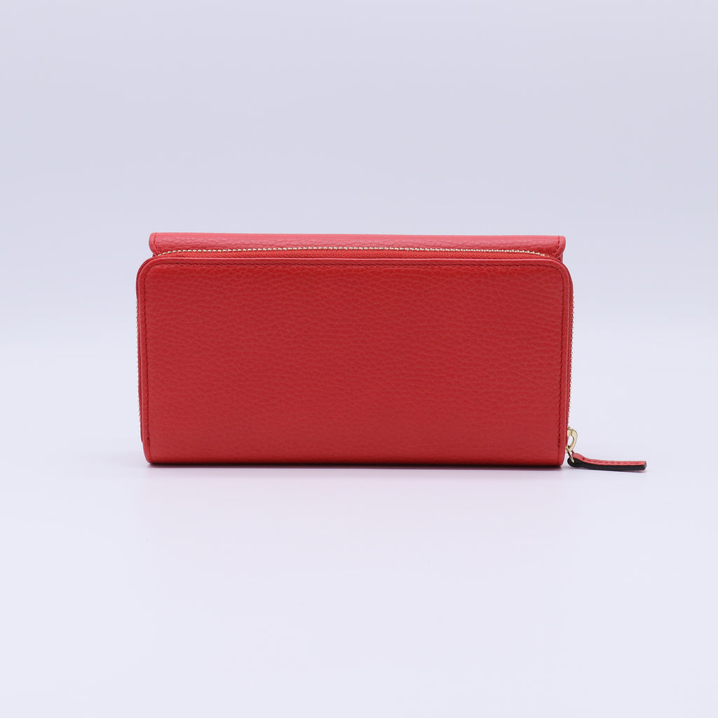 Gucci Grained Leather Interlocking G Continental Flap Wallet W21422
