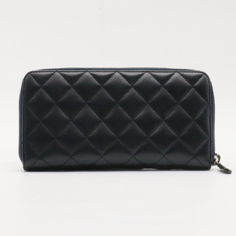 Zip Around Wallet Quilted Lambskin Long