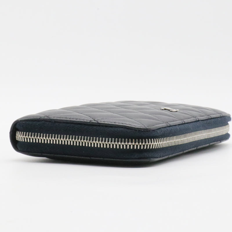 Zip Around Wallet Quilted Lambskin Long