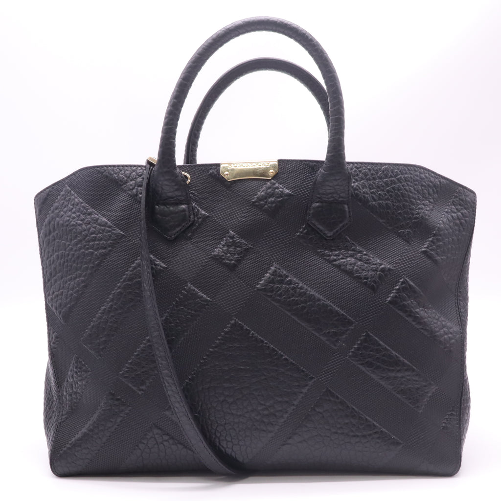 Black Embossed Check Leather Dewsbury Tote Bag B23207