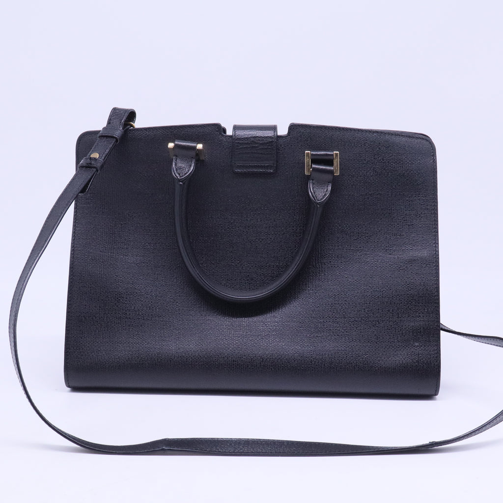 extured Leather Classic Small Cabas Y Bag Black B20762