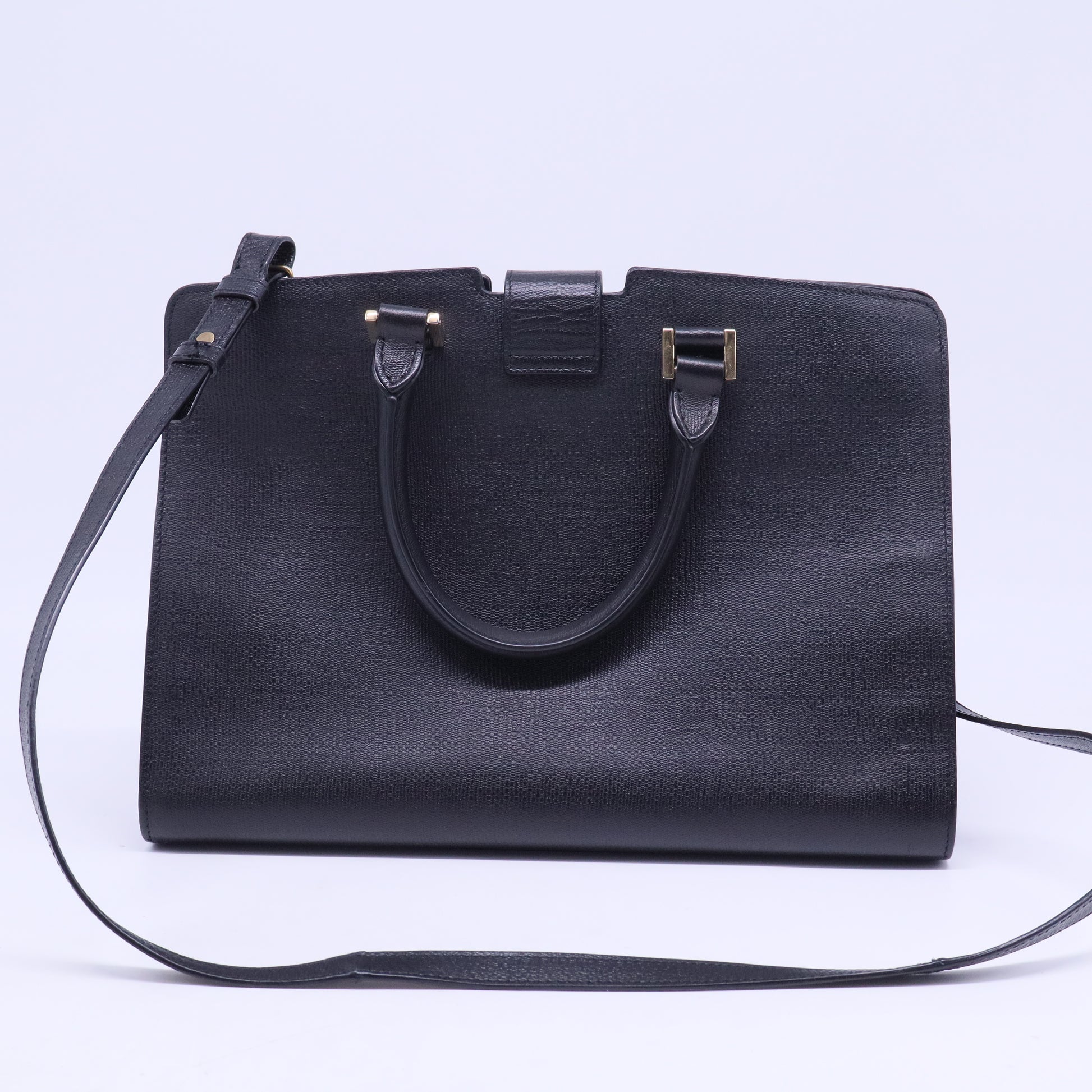 extured Leather Classic Small Cabas Y Bag Black B20762