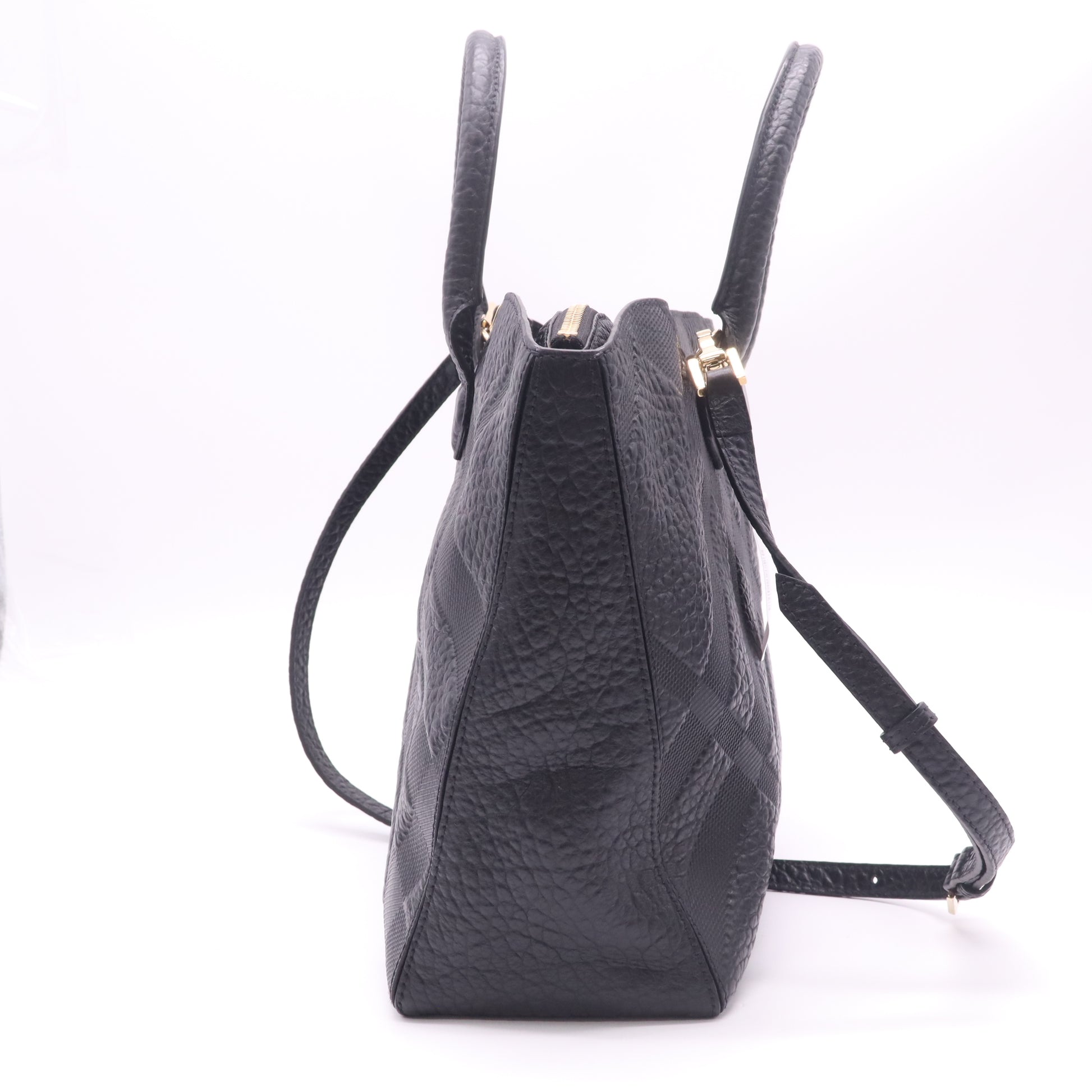Black Embossed Check Leather Dewsbury Tote Bag B23207