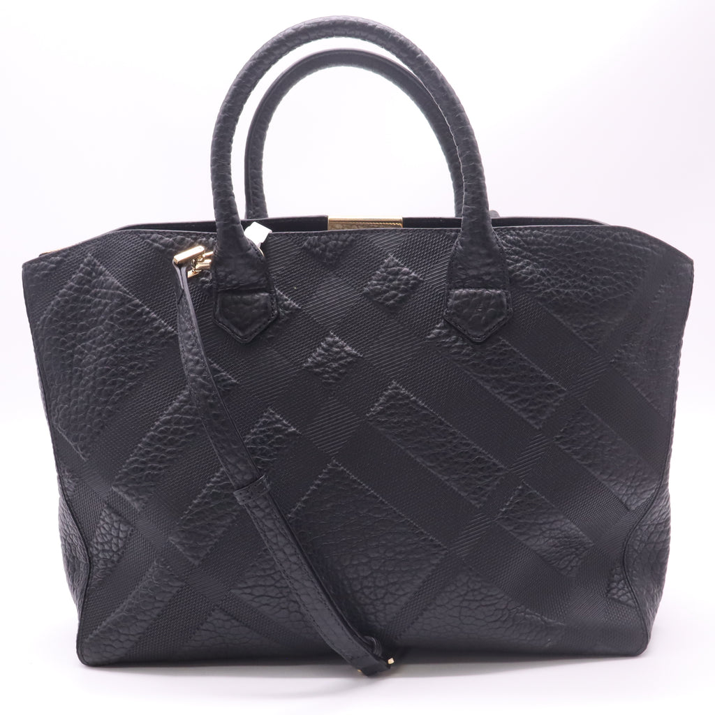 Black Embossed Check Leather Dewsbury Tote Bag B23207
