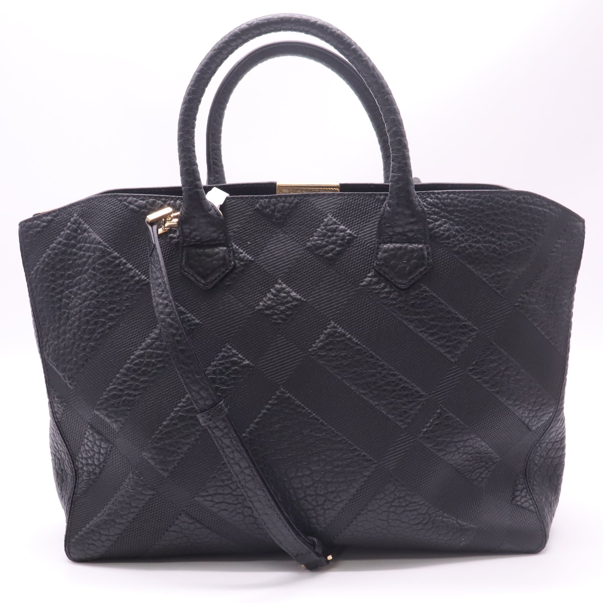 Black Embossed Check Leather Dewsbury Tote Bag B23207
