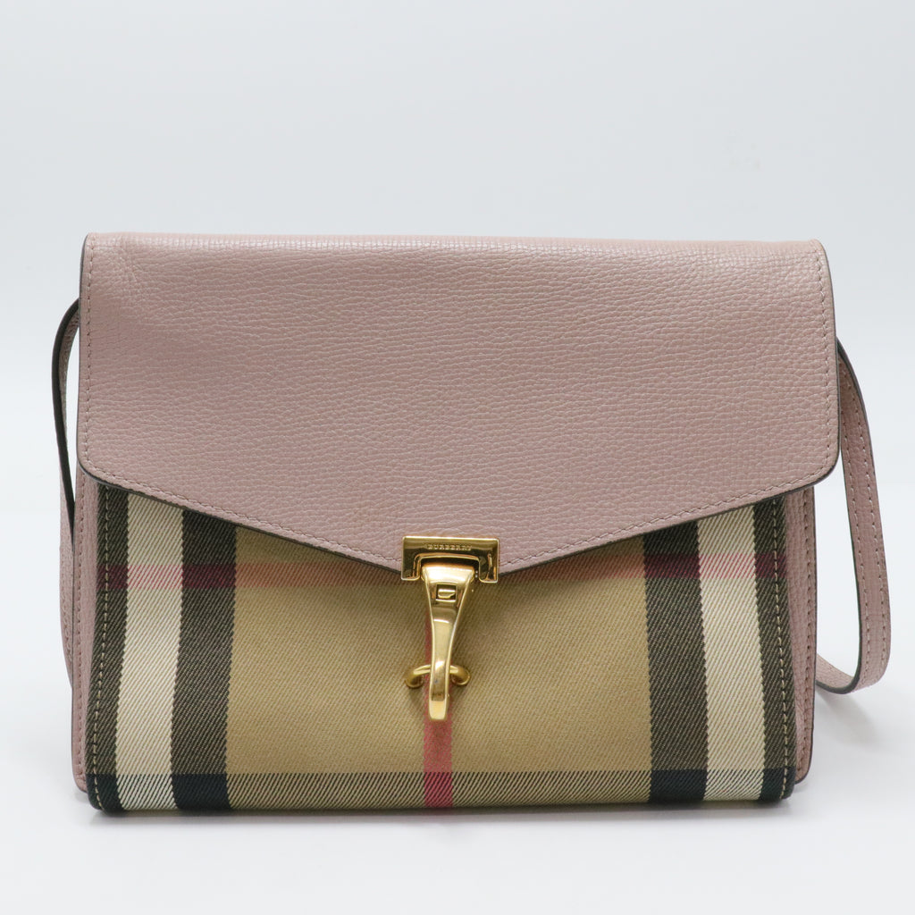 Macken Crossbody Bag Leather and House Check Canvas Small