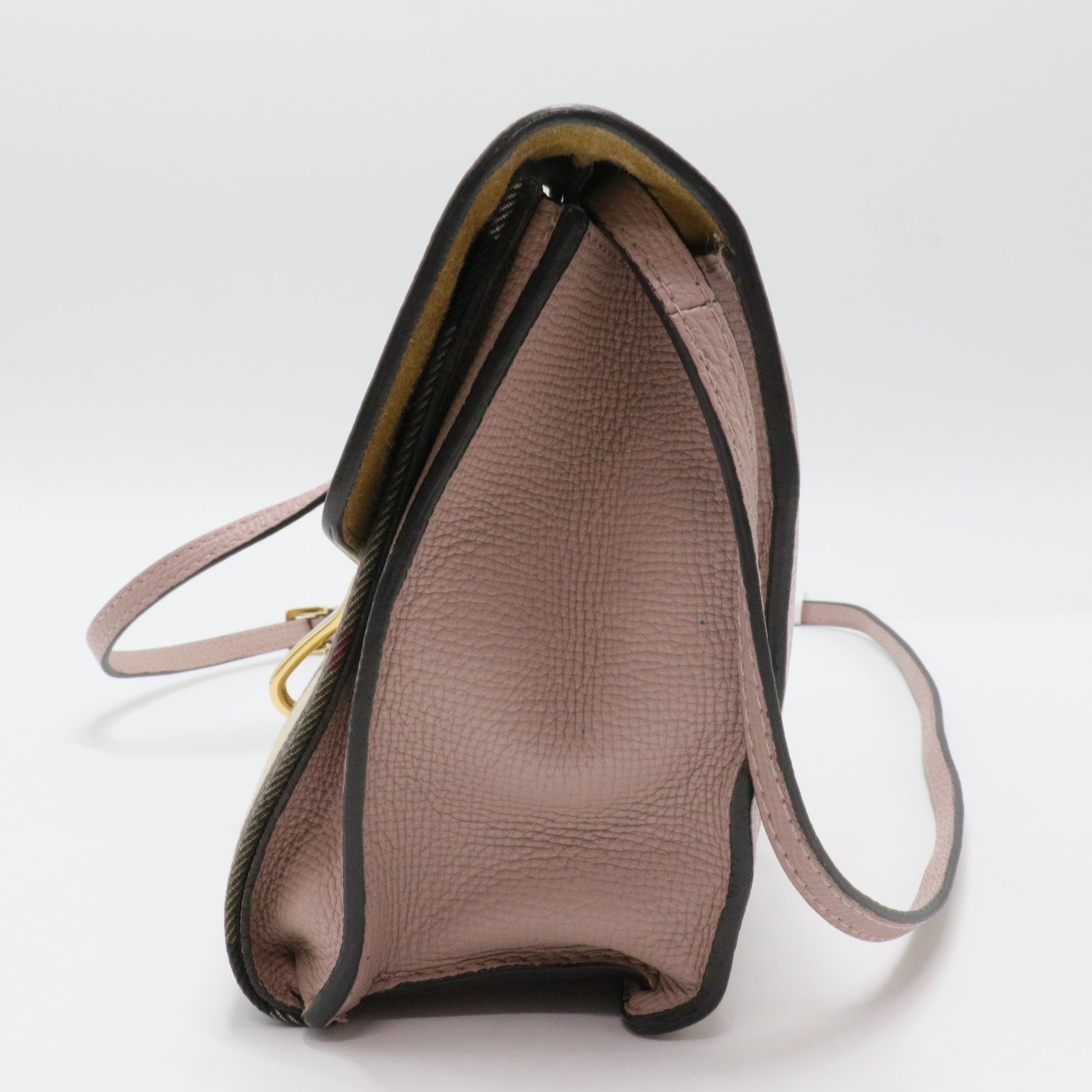 Macken Crossbody Bag Leather and House Check Canvas Small