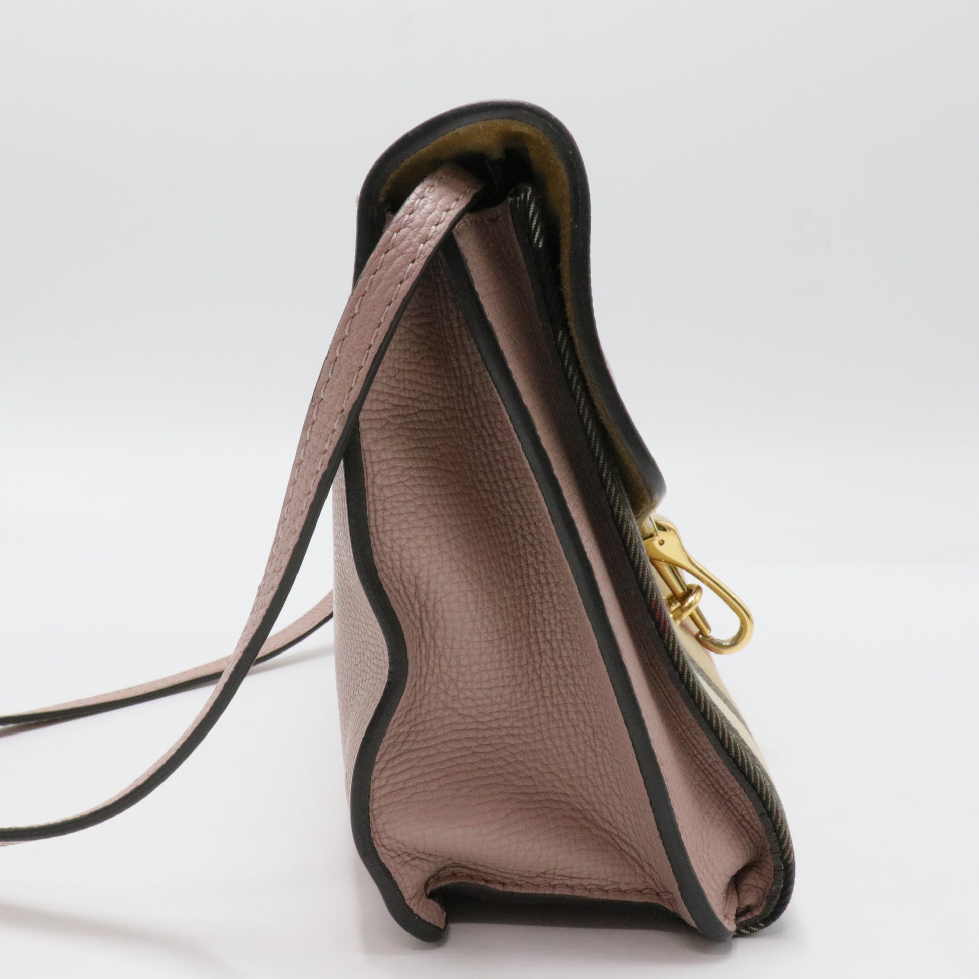 Macken Crossbody Bag Leather and House Check Canvas Small