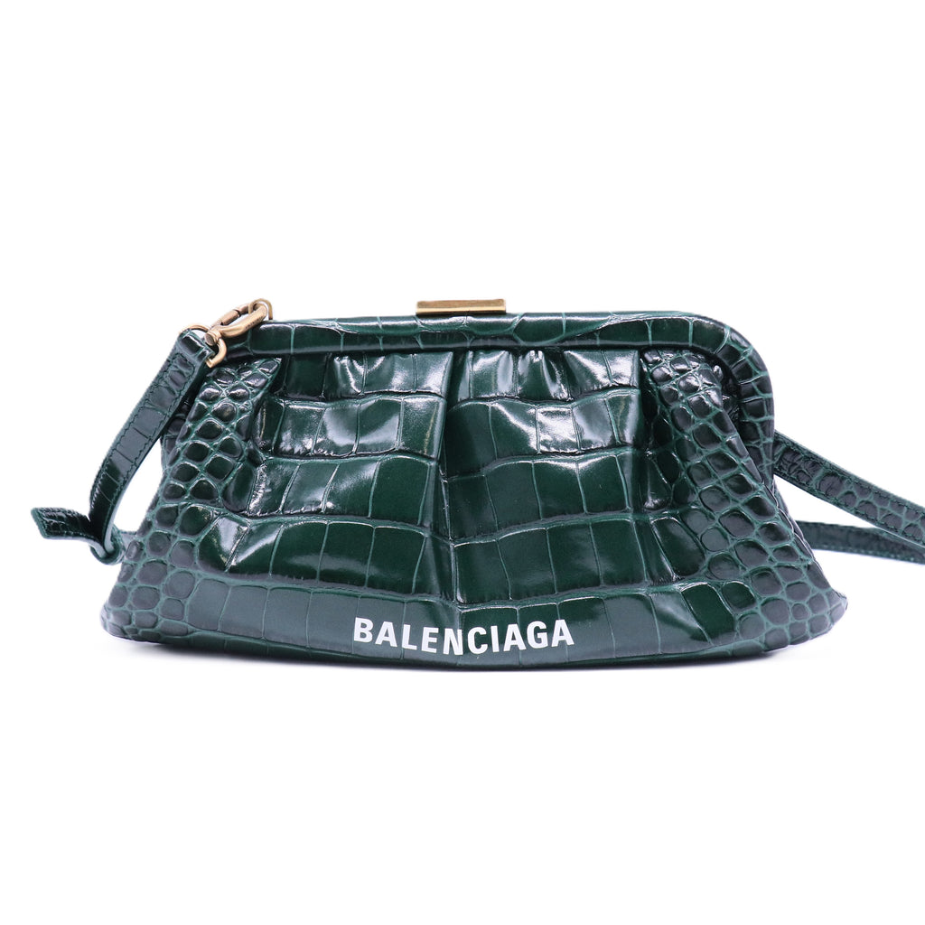 Cloud Clutch Crocodile Embossed Leather