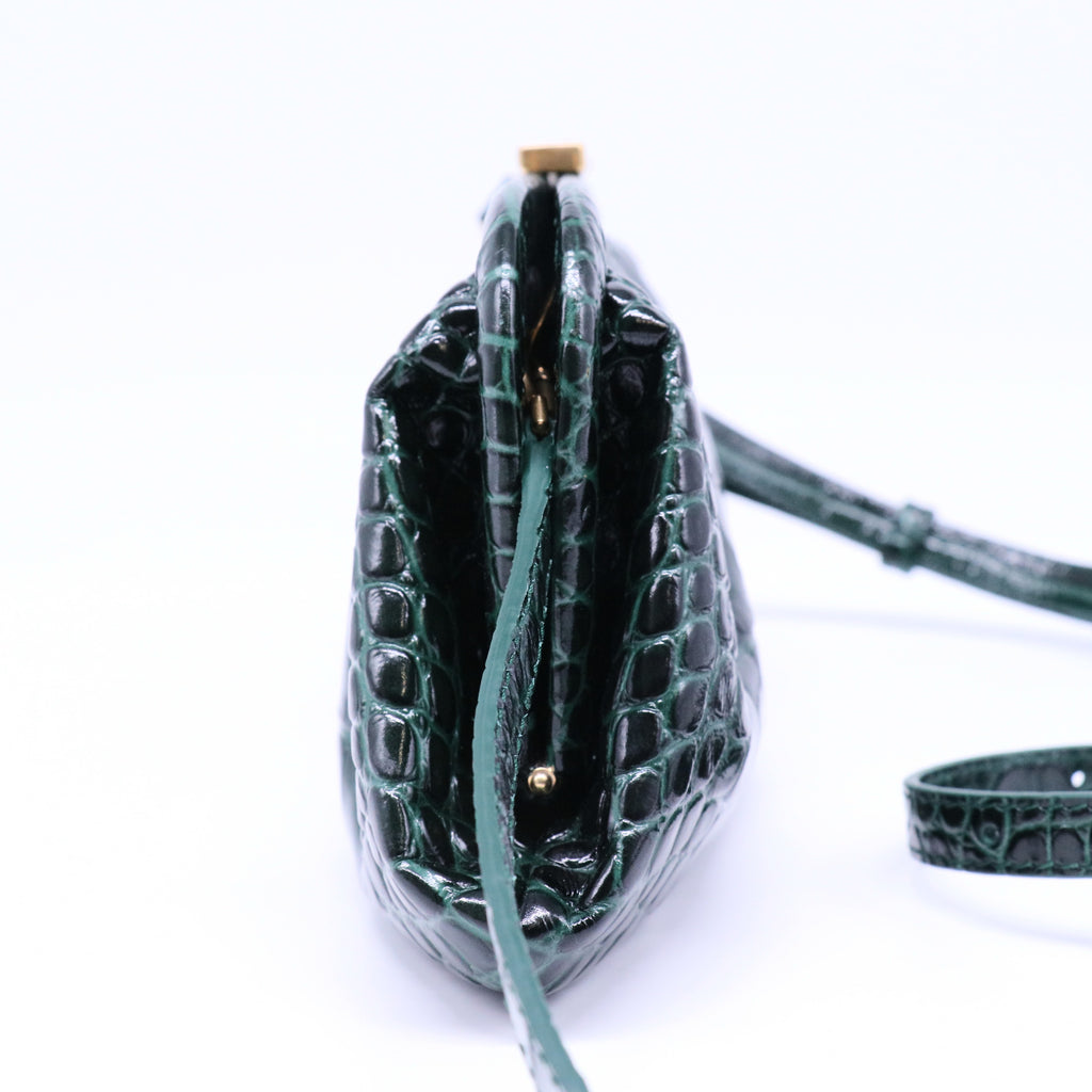 Cloud Clutch Crocodile Embossed Leather