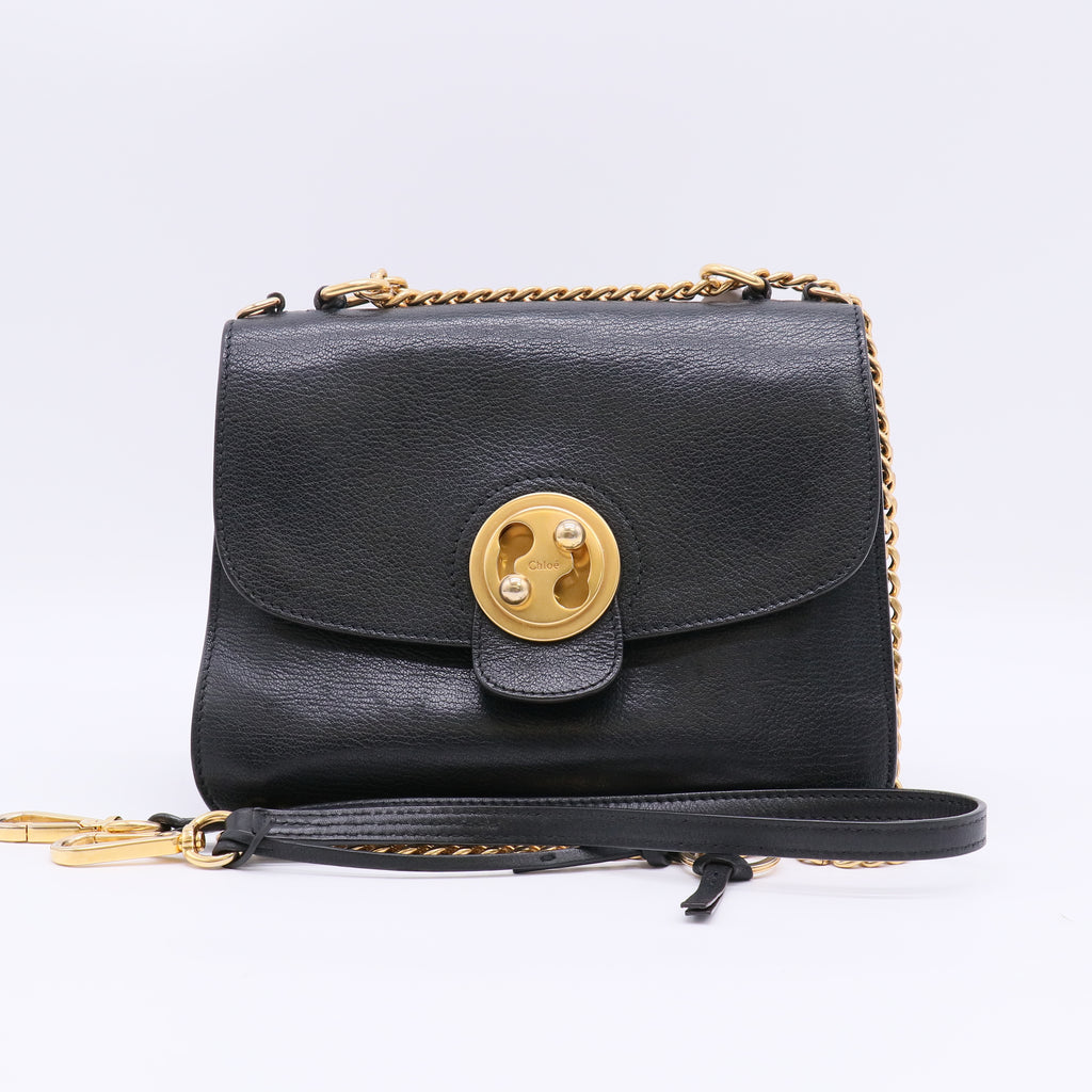 Chain Shoulder Bag Milly Small Black Leather B22836