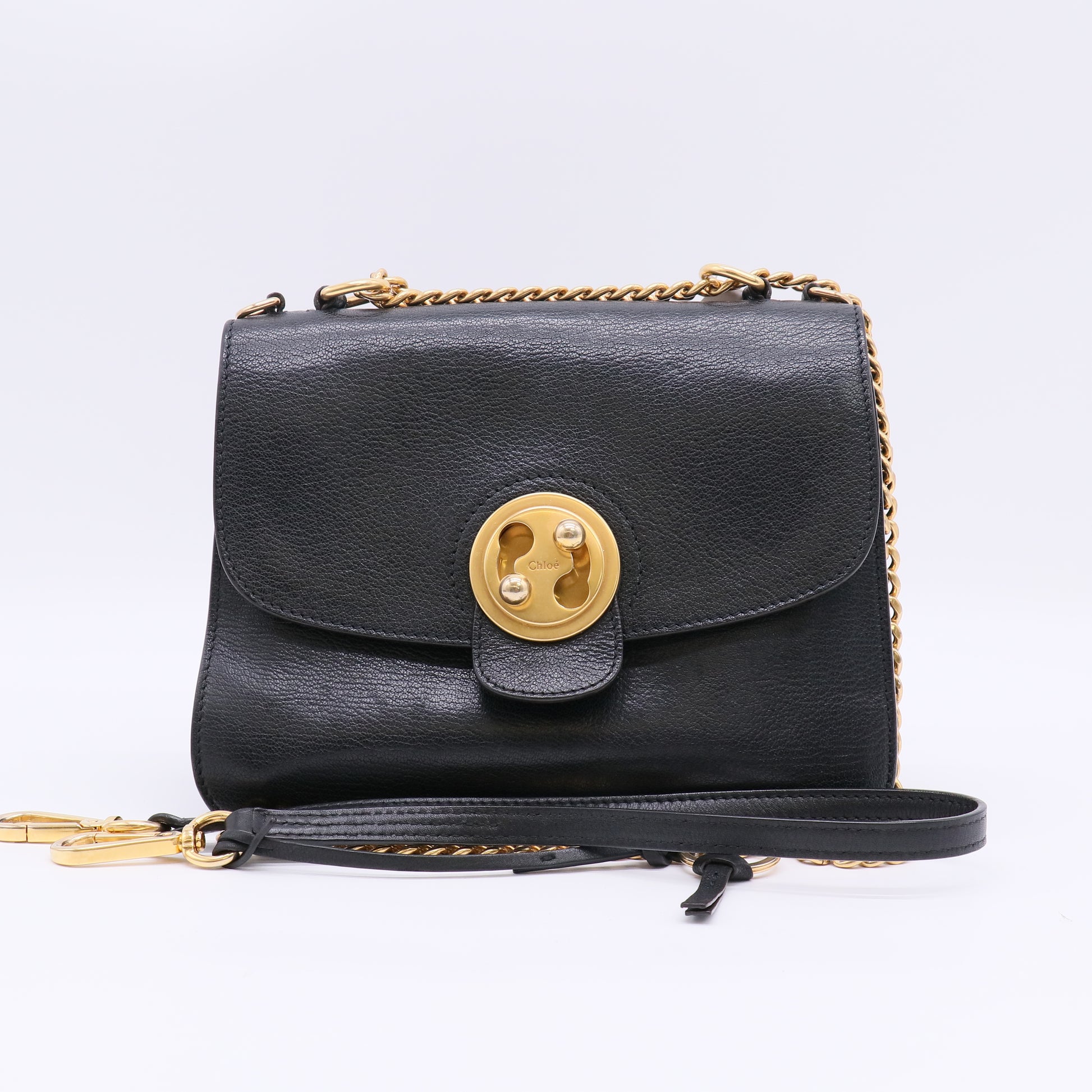 Chain Shoulder Bag Milly Small Black Leather B22836