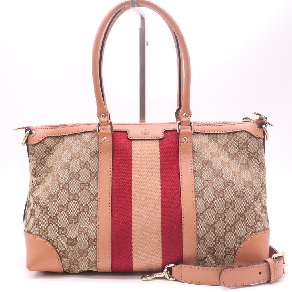 Gucci Monogram Vintage Web Top Handle Bag Pink B23150
