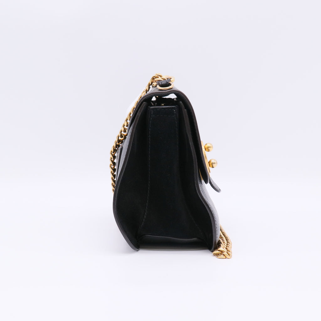 Chain Shoulder Bag Milly Small Black Leather B22836