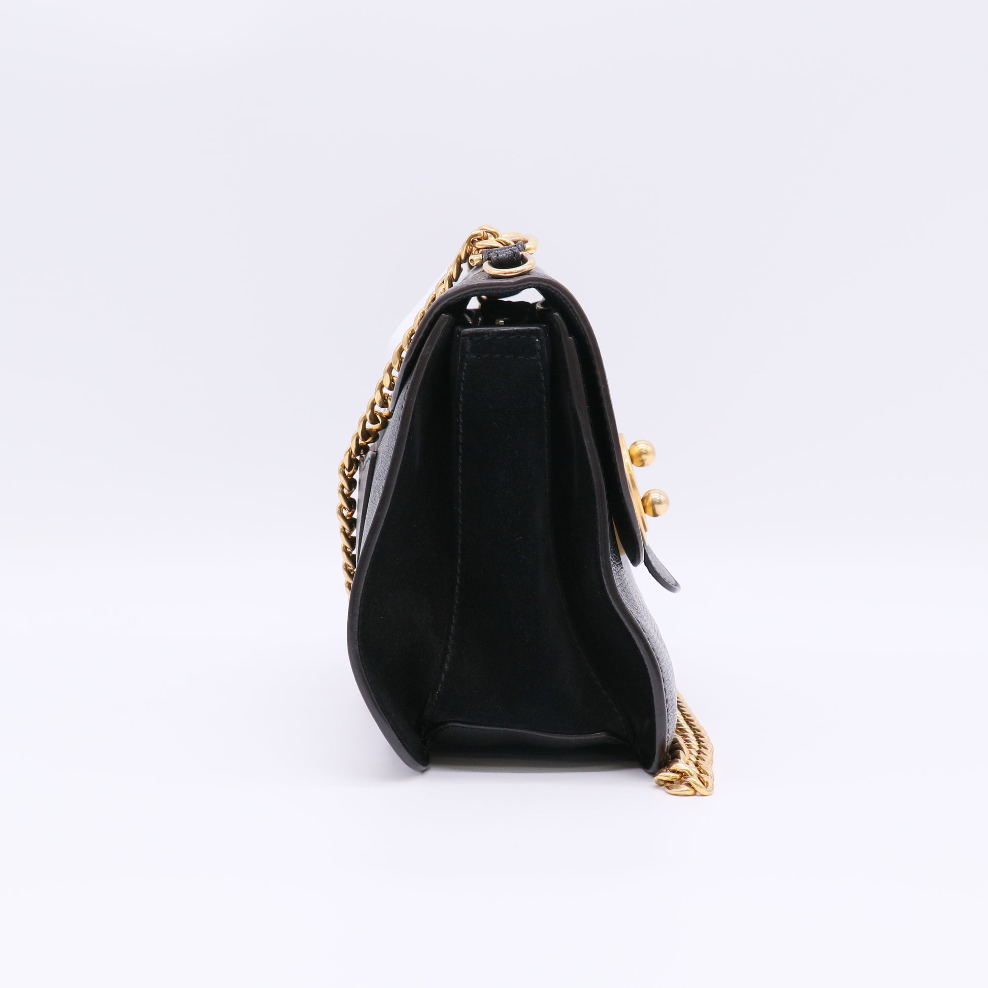 Chain Shoulder Bag Milly Small Black Leather B22836