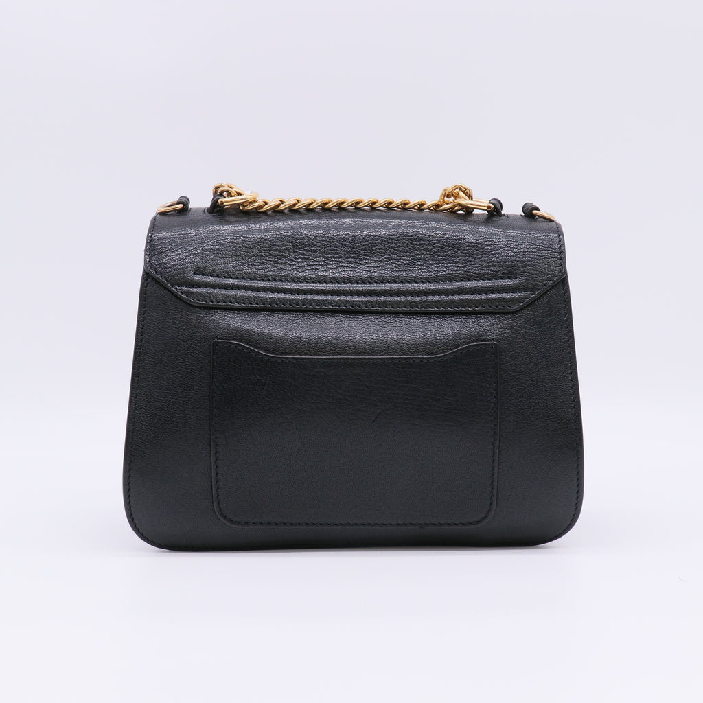 Chain Shoulder Bag Milly Small Black Leather B22836