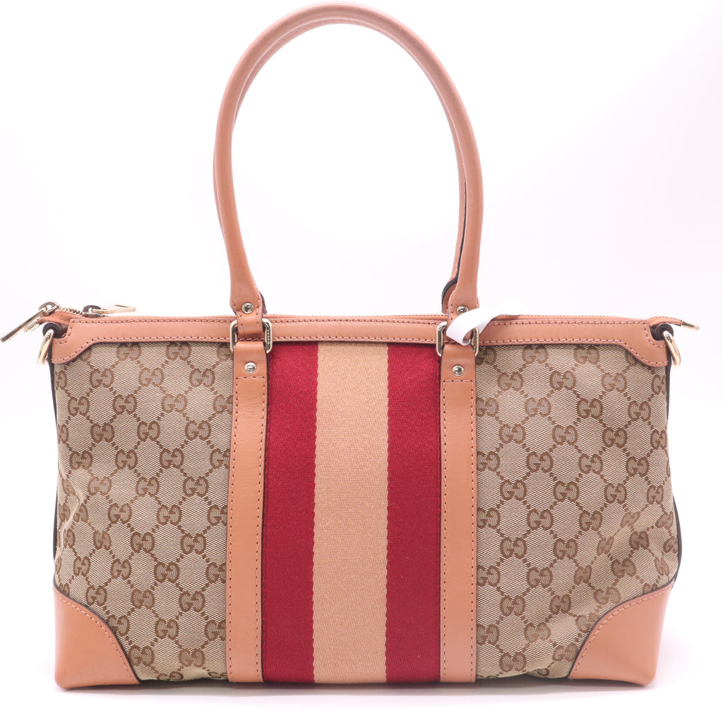 Gucci Monogram Vintage Web Top Handle Bag Pink B23150