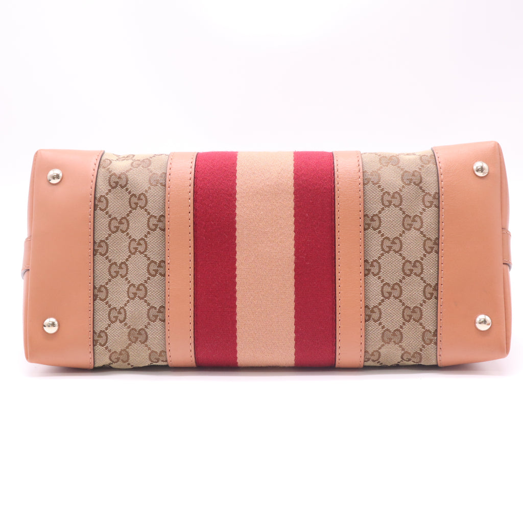 Gucci Monogram Vintage Web Top Handle Bag Pink B23150