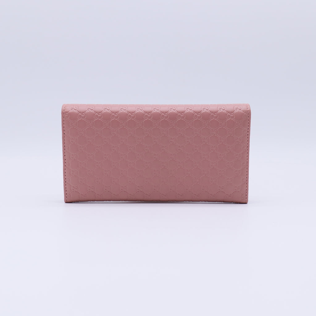 Gucci Microguccissima Leather Soft Pink Continental Flap Wallet W21429