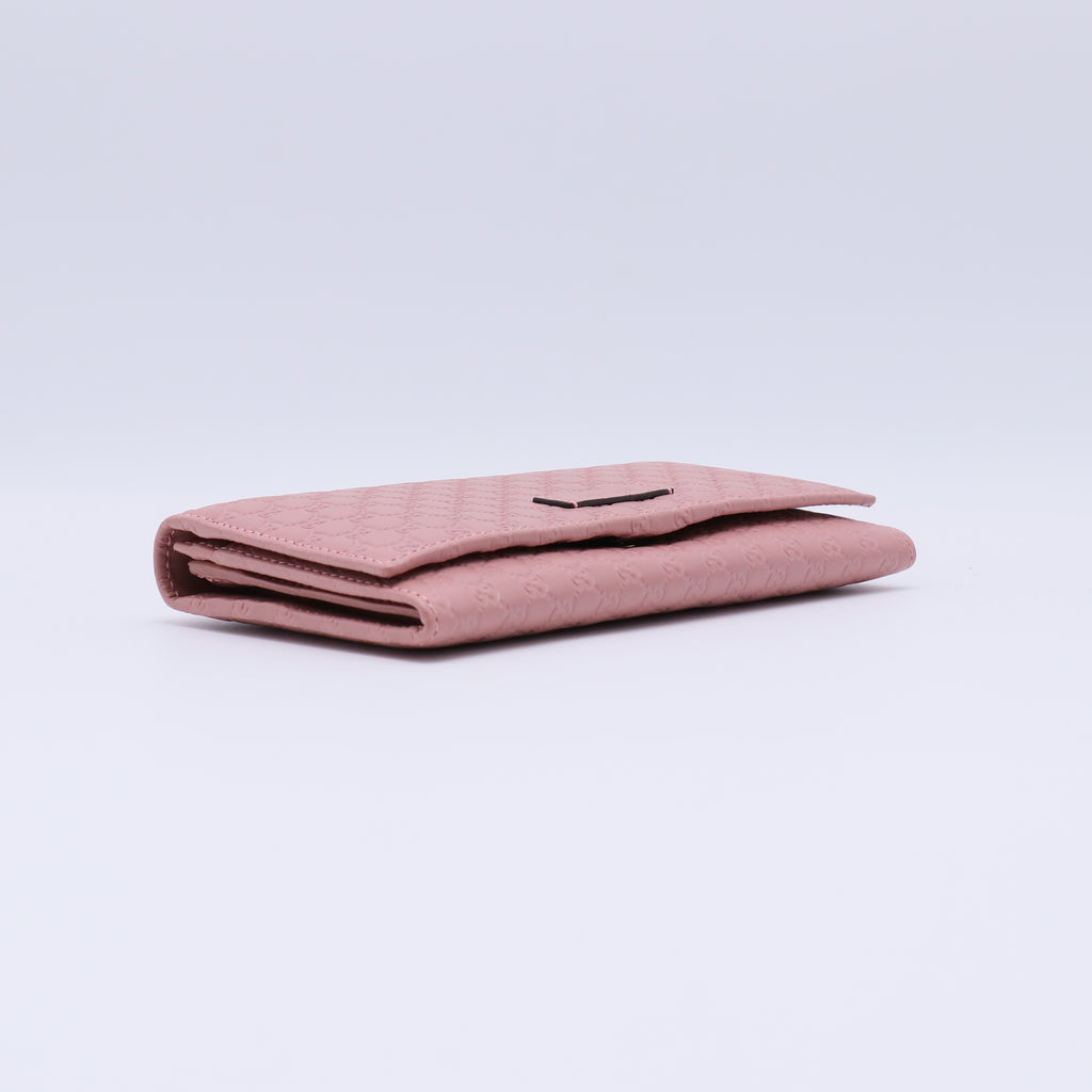 Gucci Microguccissima Leather Soft Pink Continental Flap Wallet W21429