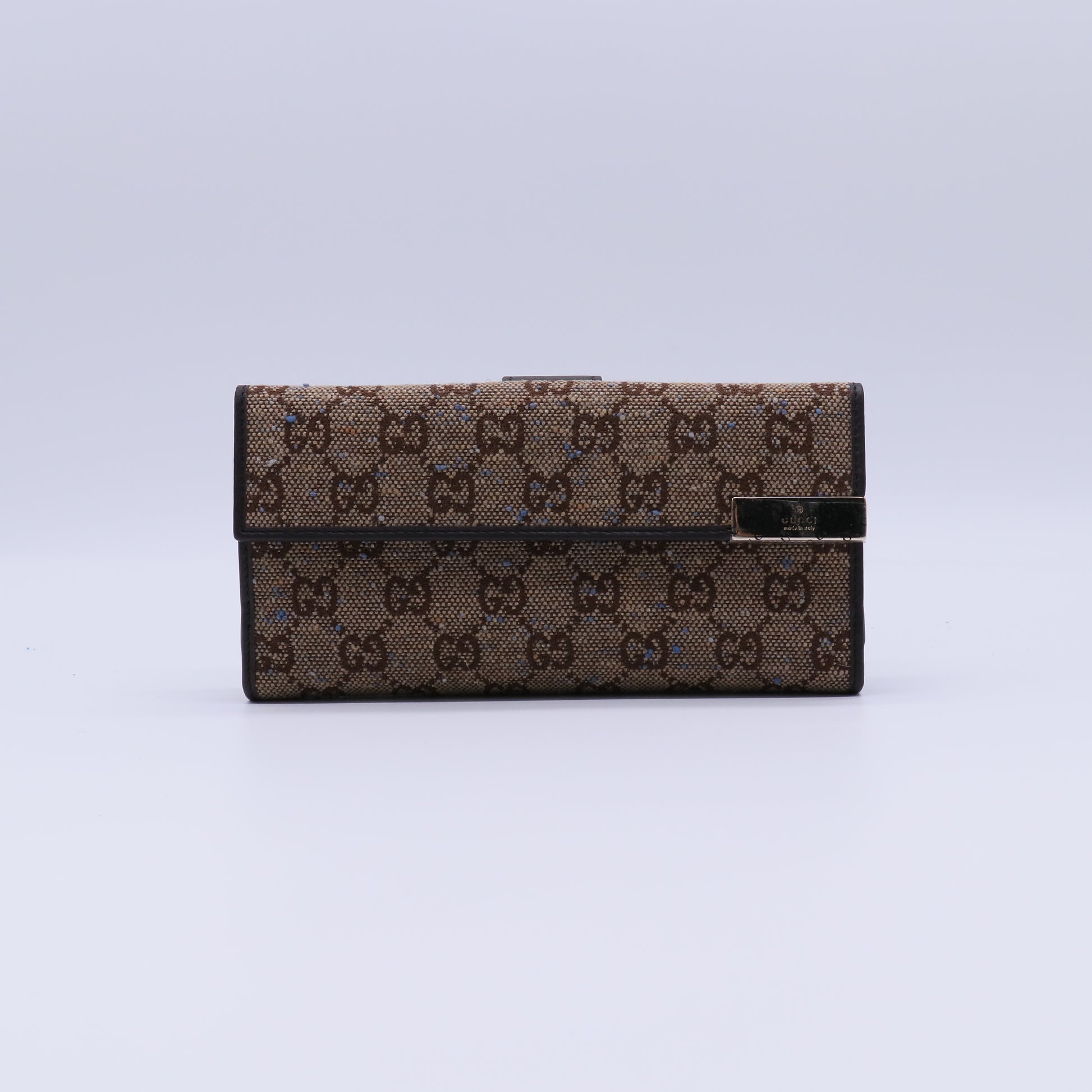 Gucci GG Canvas Metal Bar Trifold Wallet W21426