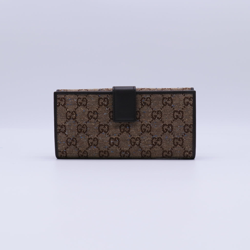 Gucci GG Canvas Metal Bar Trifold Wallet W21426