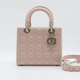 Patent Cannage Medium Lady Dior Rose Clair