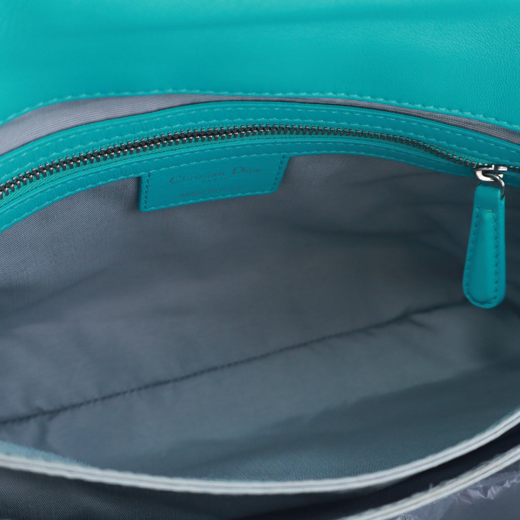 Christian Dior Turquoise Cannage Quilted Lambskin New Lock Flap Bag Twins LDZ817