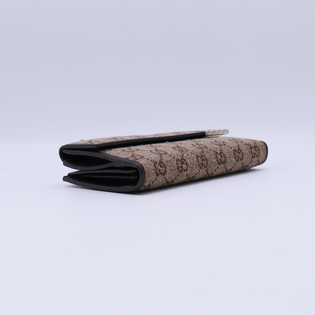 Gucci GG Canvas Metal Bar Trifold Wallet W21426
