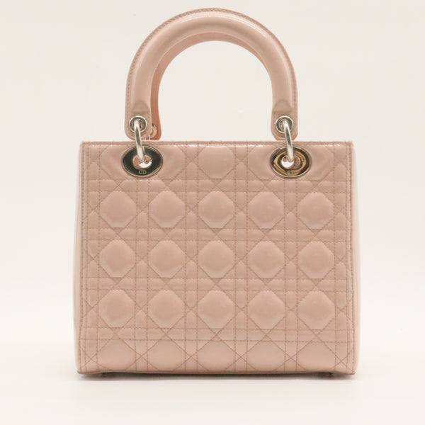 Patent Cannage Medium Lady Dior Rose Clair