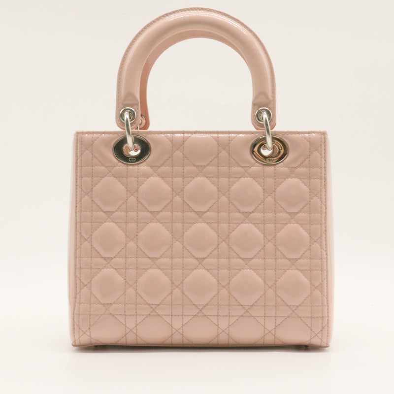 Patent Cannage Medium Lady Dior Rose Clair