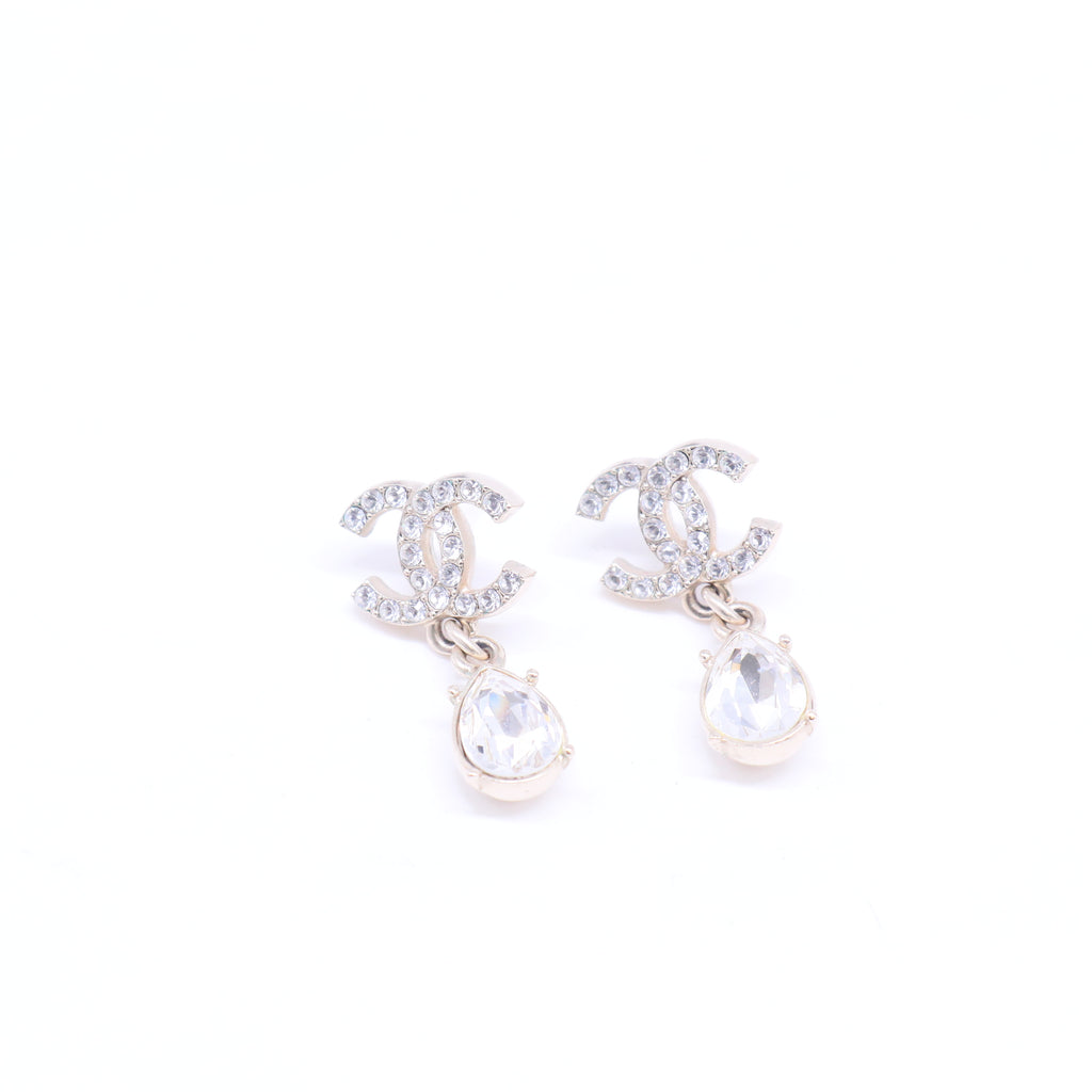CC Logo Teardrop Crystal Drop Earrings
