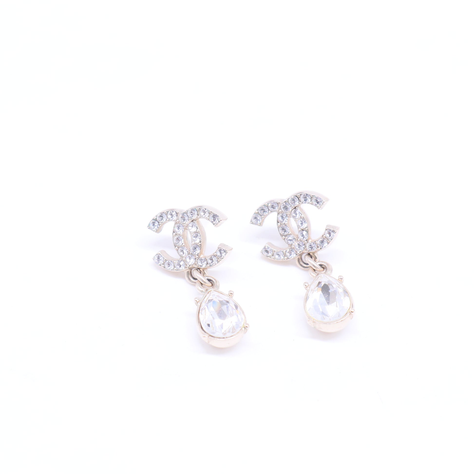 CC Logo Teardrop Crystal Drop Earrings