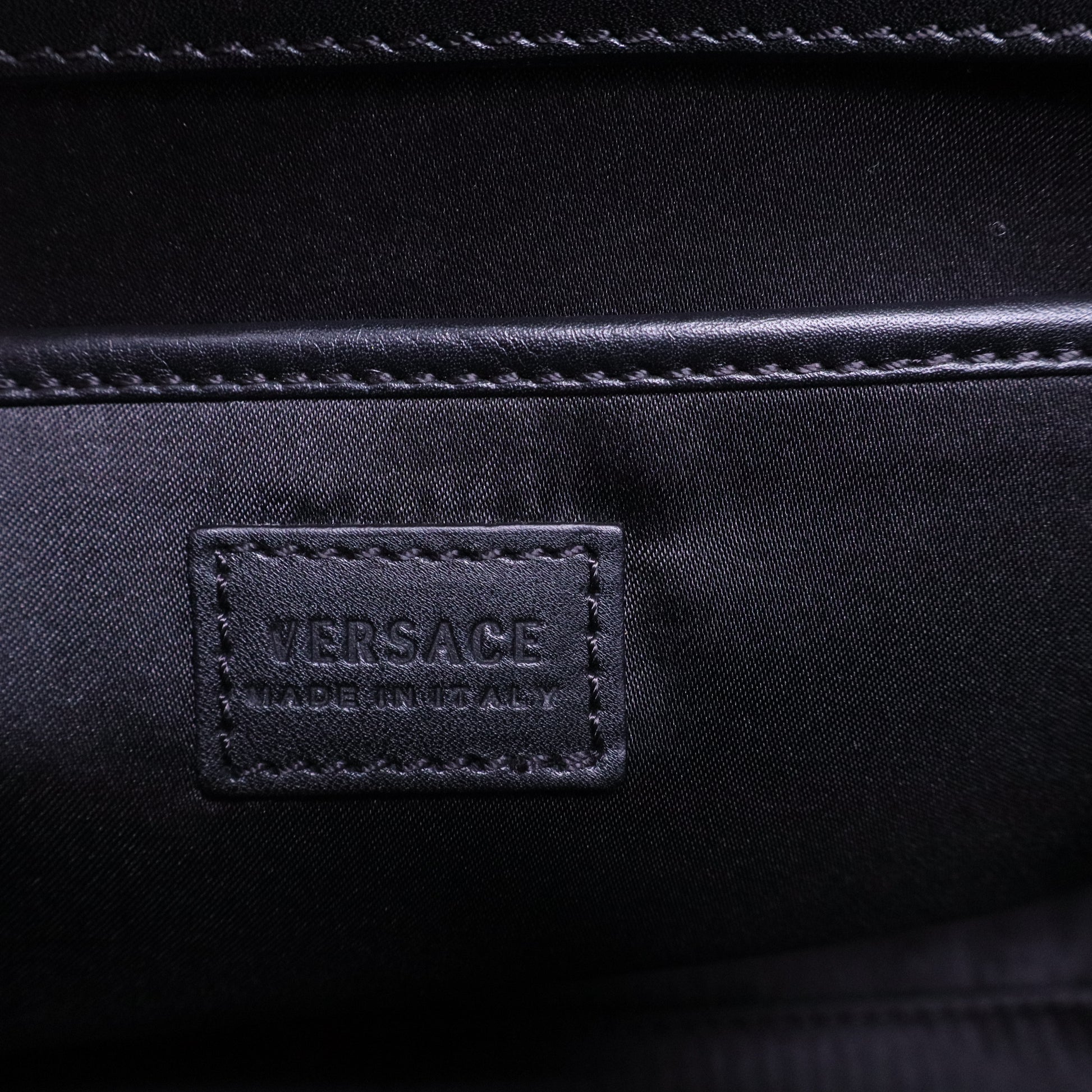 Versace Black Leather Medusa Medallion Tote B20798
