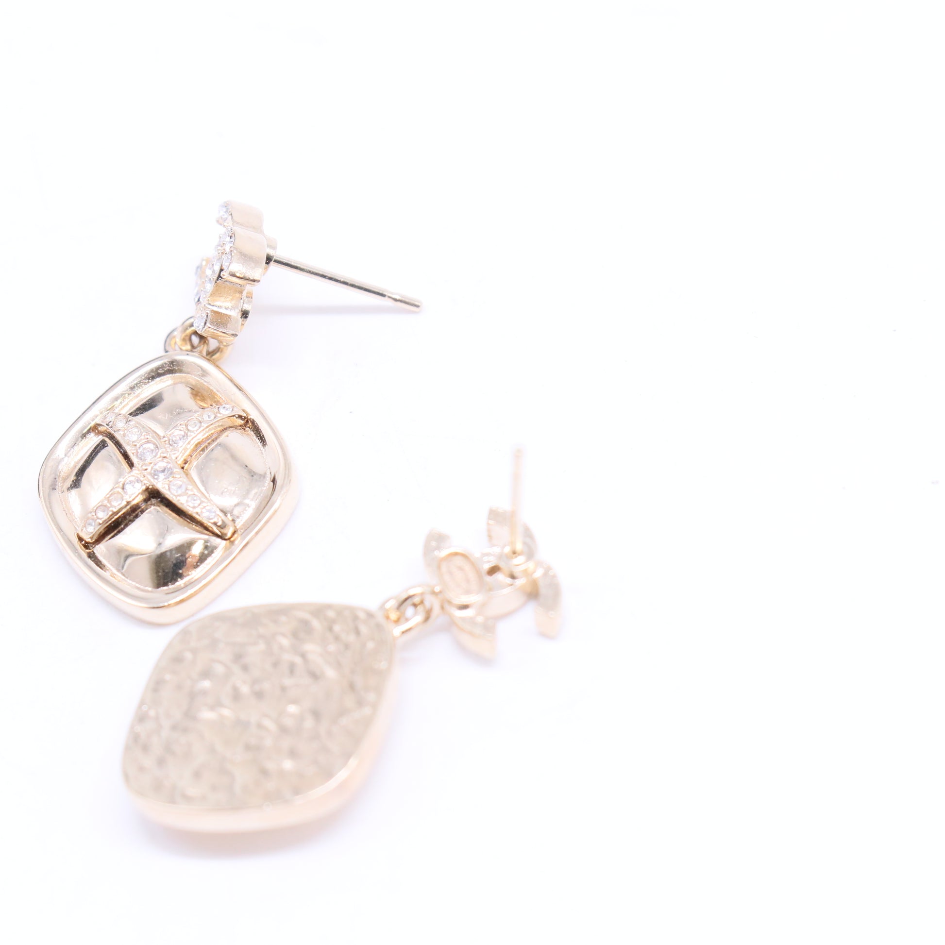 CC Logo Diamond-Accented Rhombus Drop Earrings